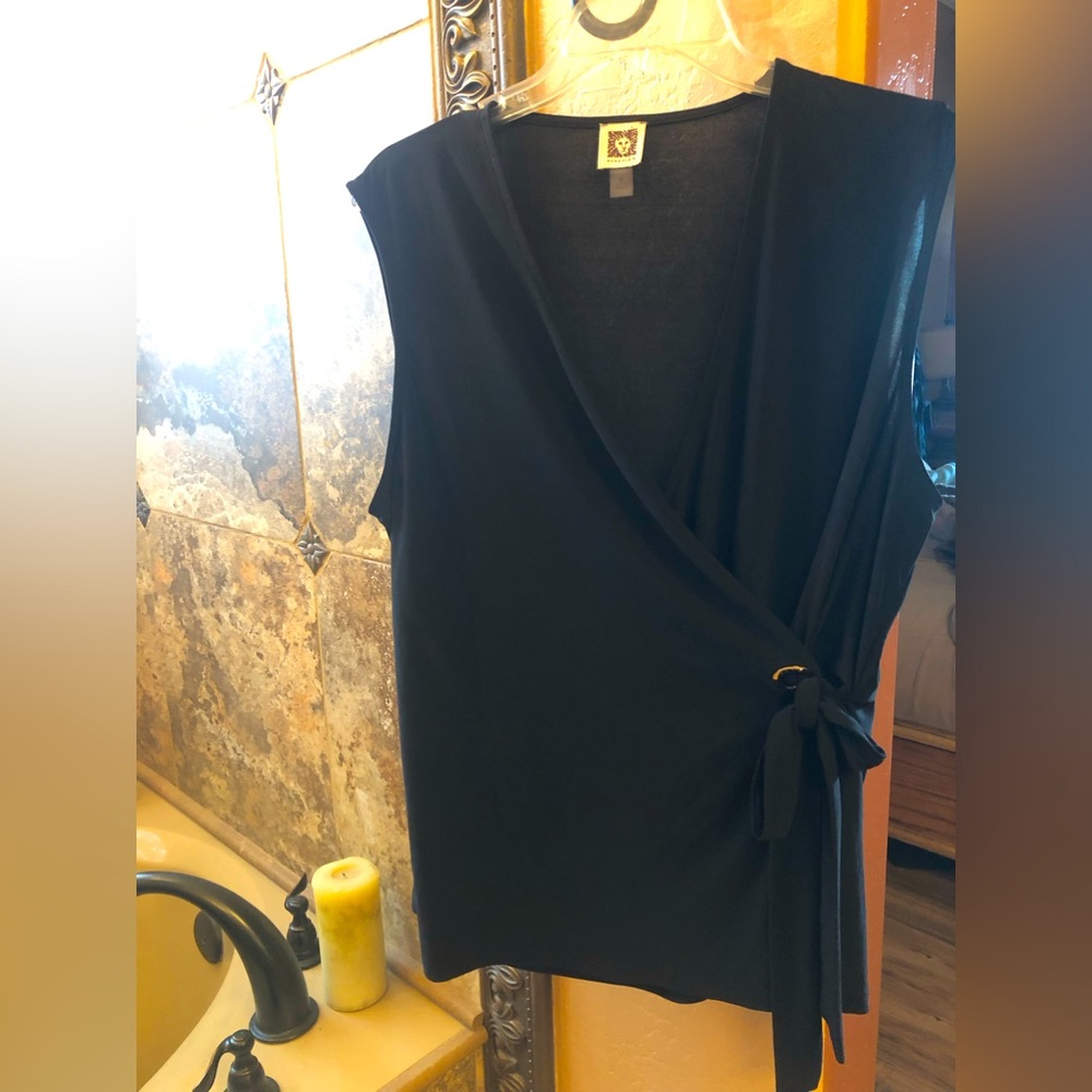 Anne Klein Jersey Front Wrap Top